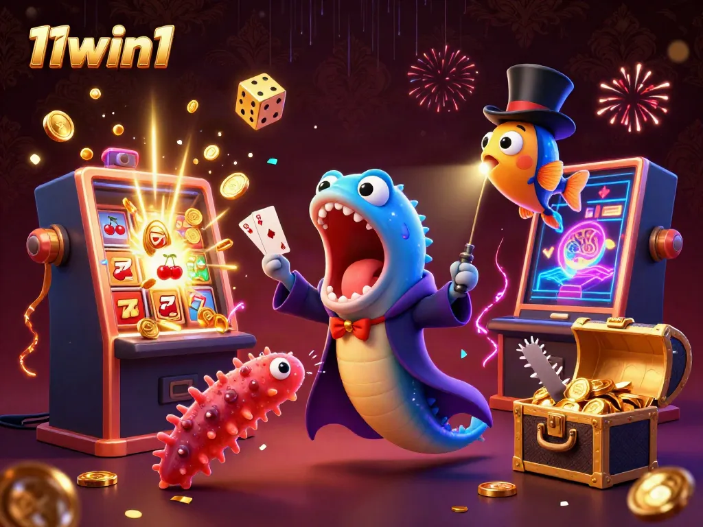Experience thrilling gameplay with 11win1 as the deep-sea eel orchestrates magic tricks amidst a rich casino atmosphere.