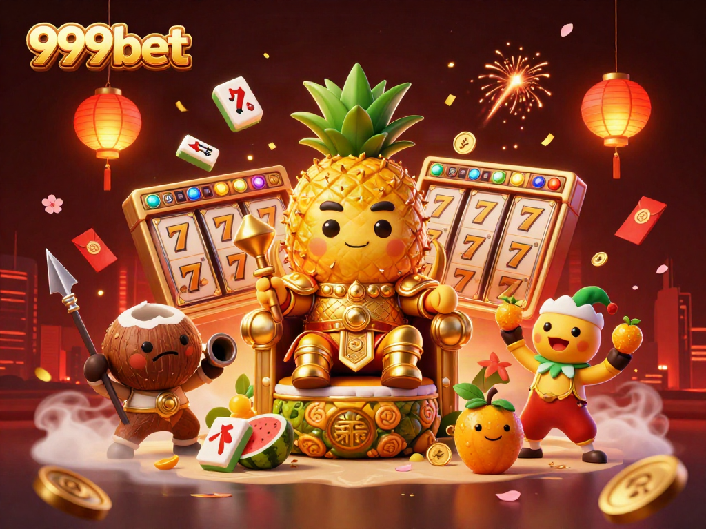 Engage in thrilling gameplay at 999bet with our vibrant 3D casino illustrated scene featuring unique characters.