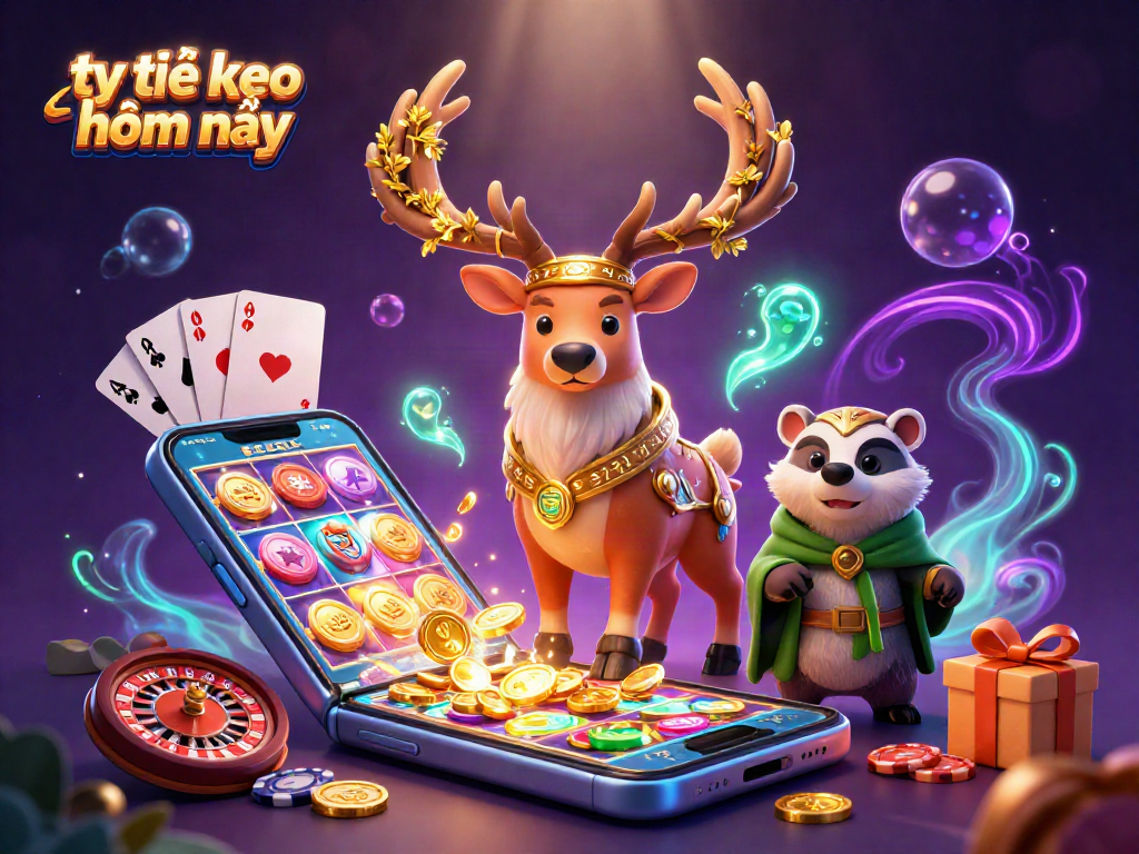 Bet on tỷ lệ kèo nhà cái hôm nay with this vibrant illustration featuring casino gaming elements