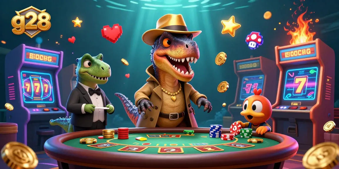 Experience exciting gameplay at g28 with a vibrant casino scene featuring thrilling characters and dynamic elements.