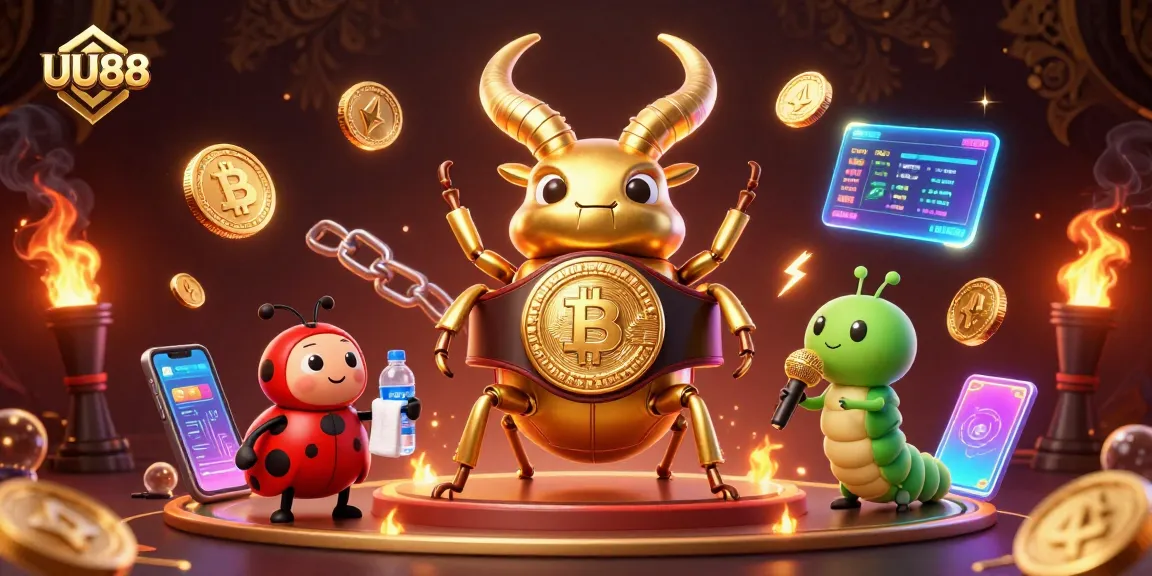 Experience thrilling gameplay at UU88 with vibrant crypto-themed elements and unique characters.