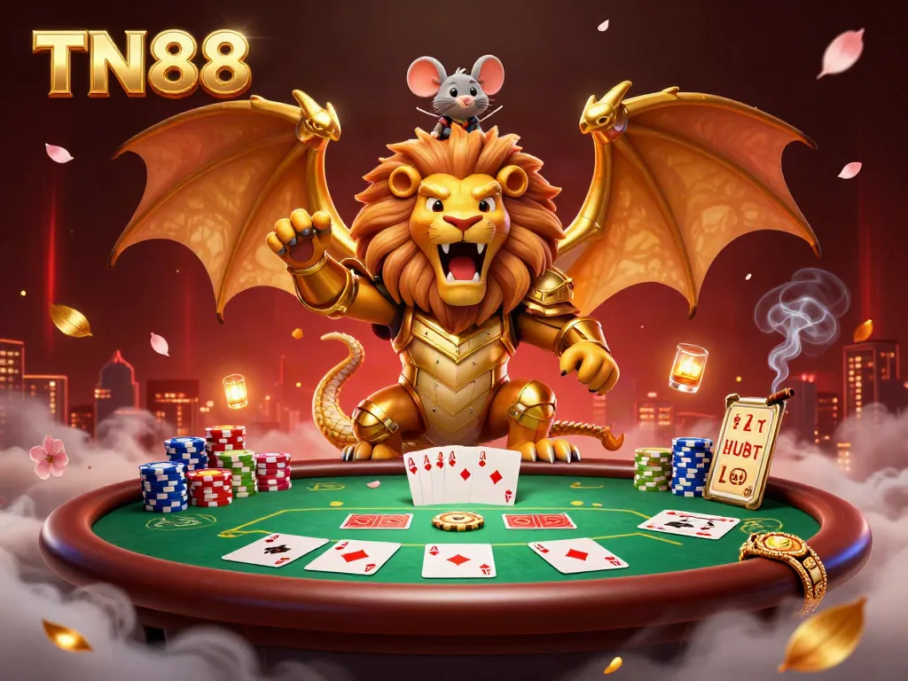 Experience the thrill of poker with TN88's majestic chimera and dynamic gaming elements.