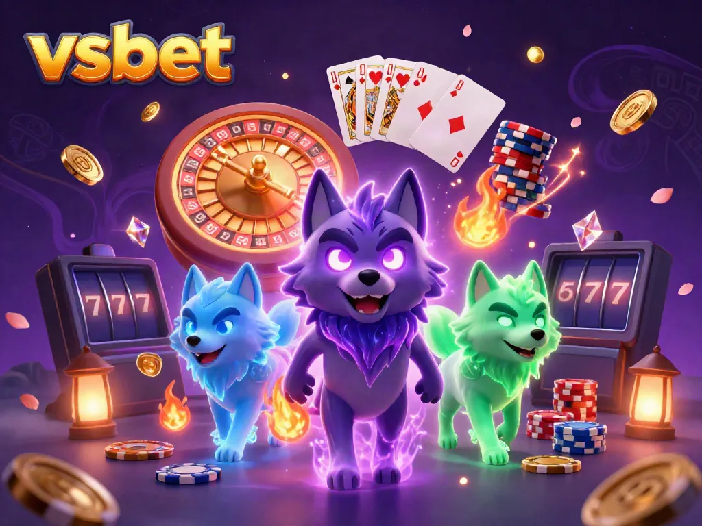 Experience thrilling gaming with vsbet, featuring dynamic animations of casino characters and elements.