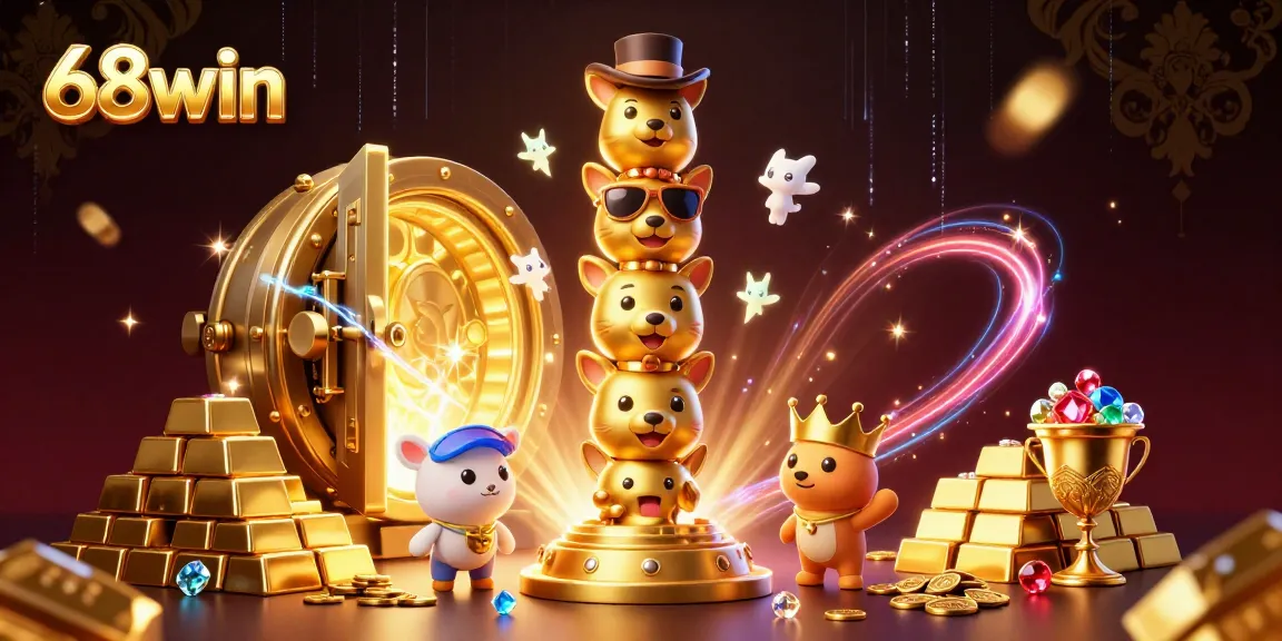 Join the excitement at 68win with vibrant 3D casino illustrations showcasing winning moments and captivating game elements.