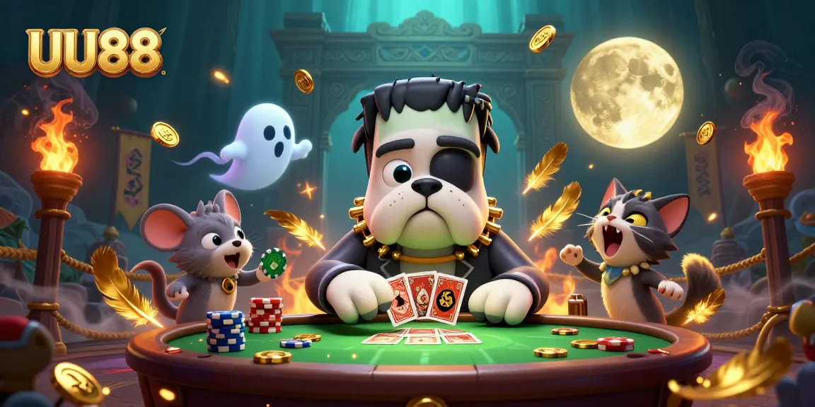 Experience thrilling action at UU88's vibrant casino, featuring dynamic characters and rich gambling elements.