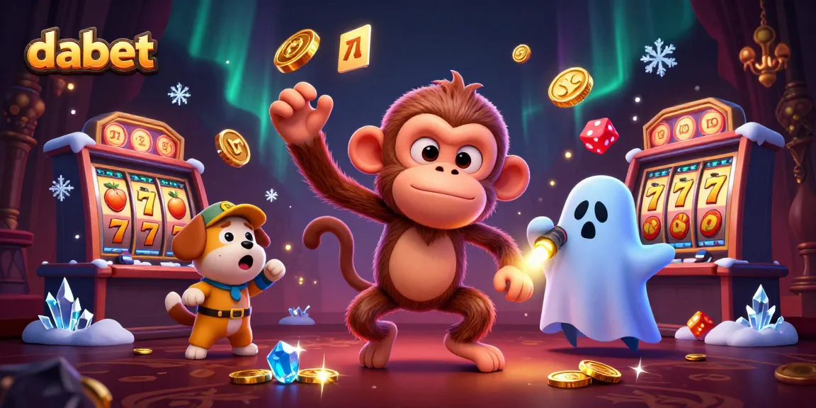 dabet captures the thrill of haunted slot games with a playful poltergeist monkey and a curious puppy.