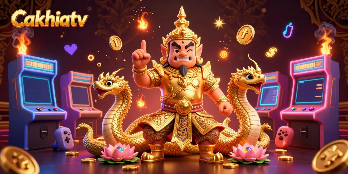 Cakhiatv showcases an engaging 3D illustration featuring a guardian and gaming elements for online gamblers.