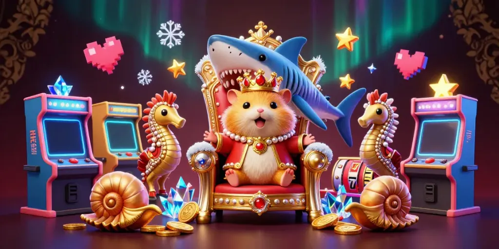 Experience HAY88 with the golden hamster king amid dynamic casino elements.