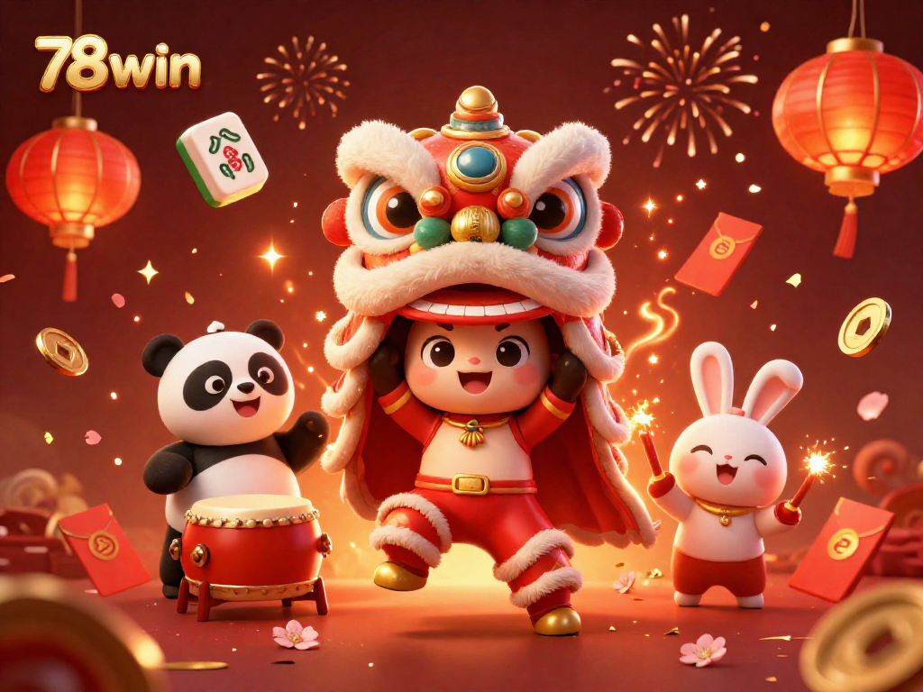 Experience vibrant excitement at 78win with colorful characters in a festive casino illustration.