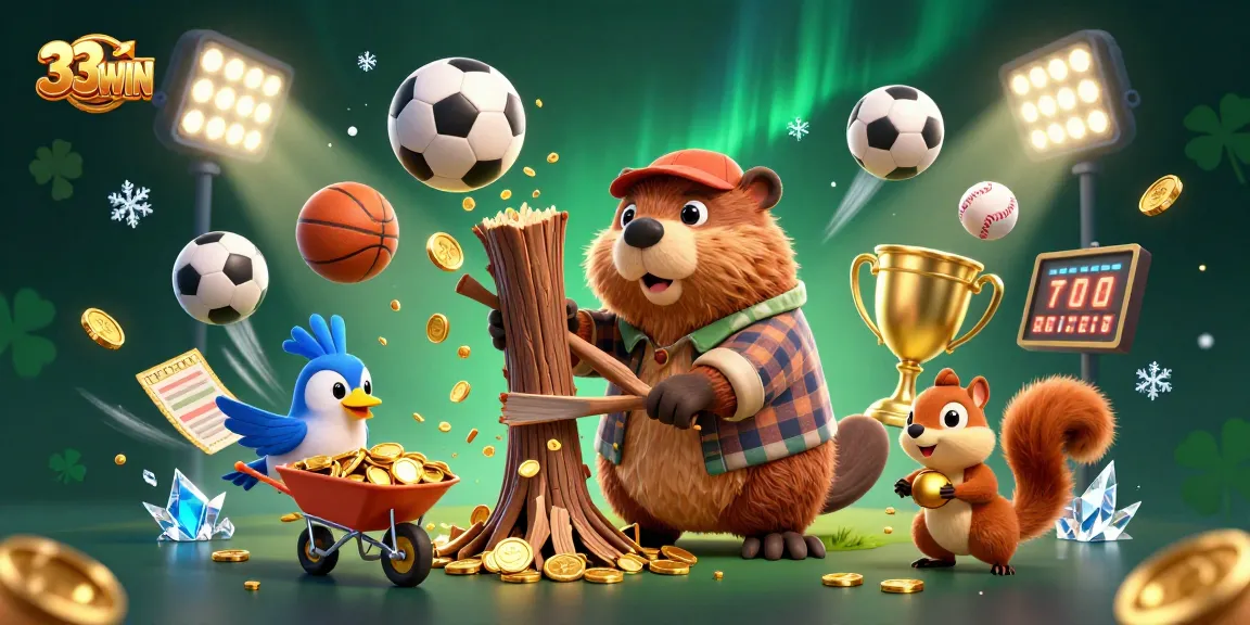Collect golden coins and win at 33WIN with this lively casino illustration featuring thrilling game elements.