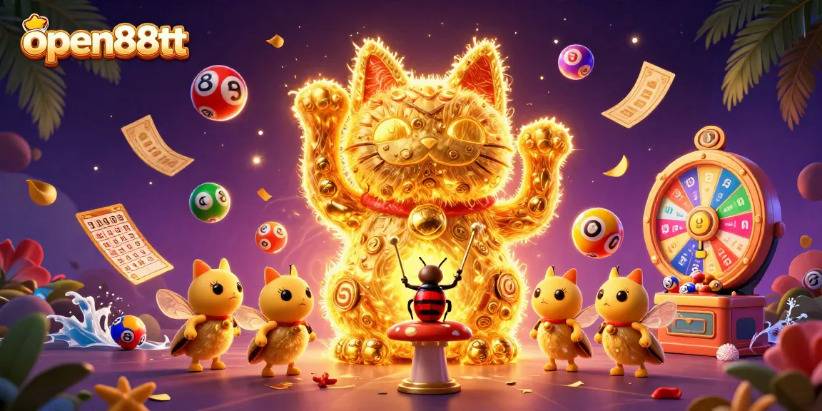 Experience the vibrant world of open88tt with a dynamic lucky cat forming in a casino scene.
