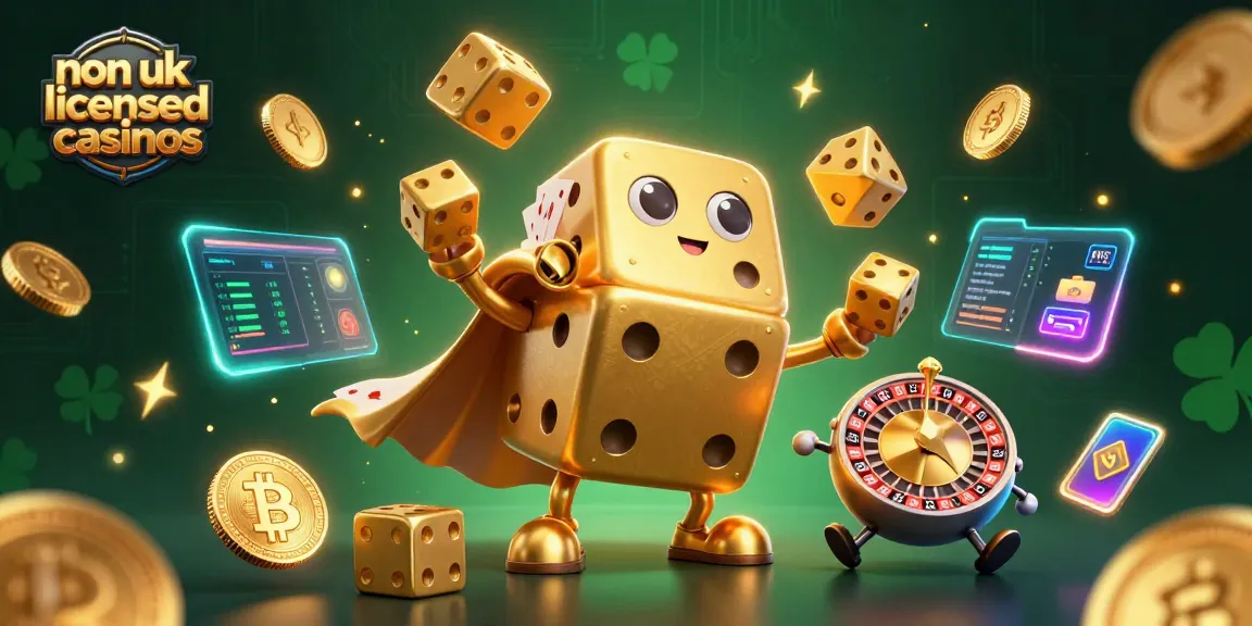 Experience top non uk licensed casinos through this vibrant 3D illustration showcasing gaming excitement.