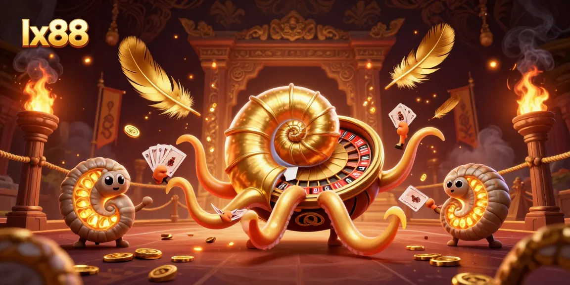 Experience thrilling gameplay with lx88 in a vibrant 3D casino realm featuring a giant nautilus and glowing treasures.