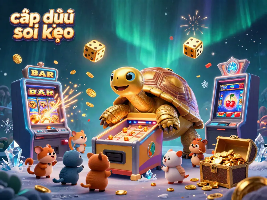 Experience the thrill of cập nhật soi kèo with a vibrant 3D cartoon scene showcasing gambling excitement and colorful game elements.