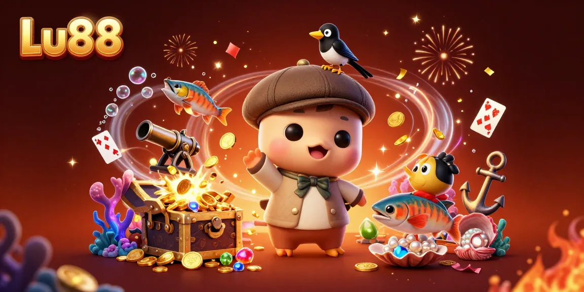 Experience thrilling gaming adventures at Lu88 with a vibrant underwater casino scene featuring playful characters.