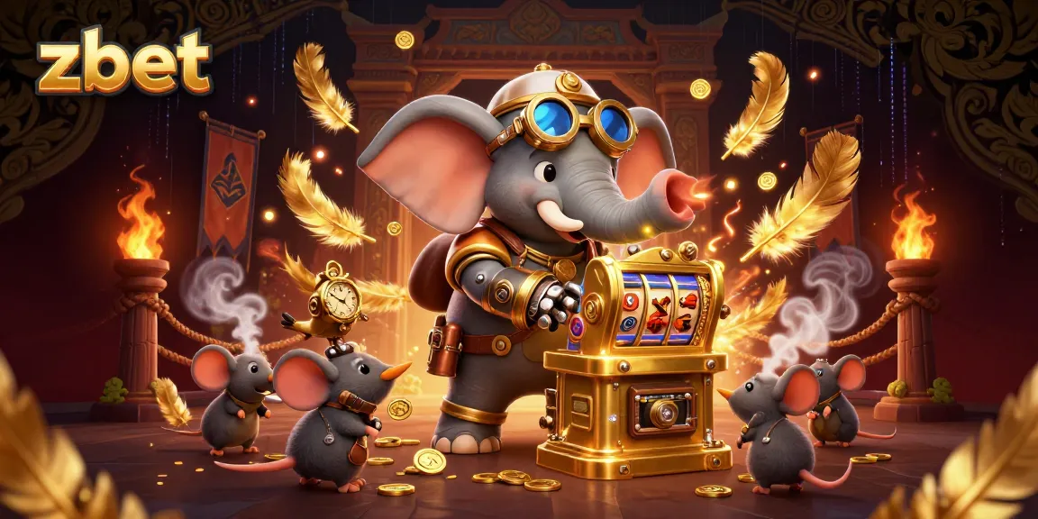 Zbet showcases thrilling gaming action with steampunk characters and vibrant casino elements.