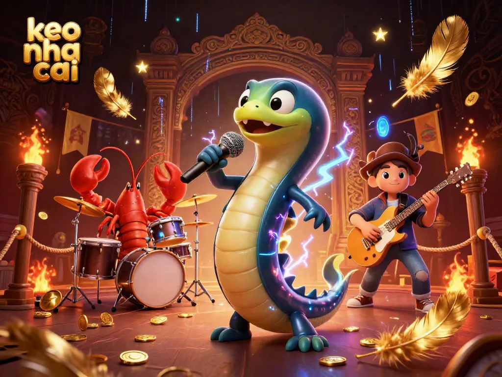 Watch the colorful electric eel, lobster drummer, and seahorse guitarist perform in an exciting underwater casino, representing keo nha cai.