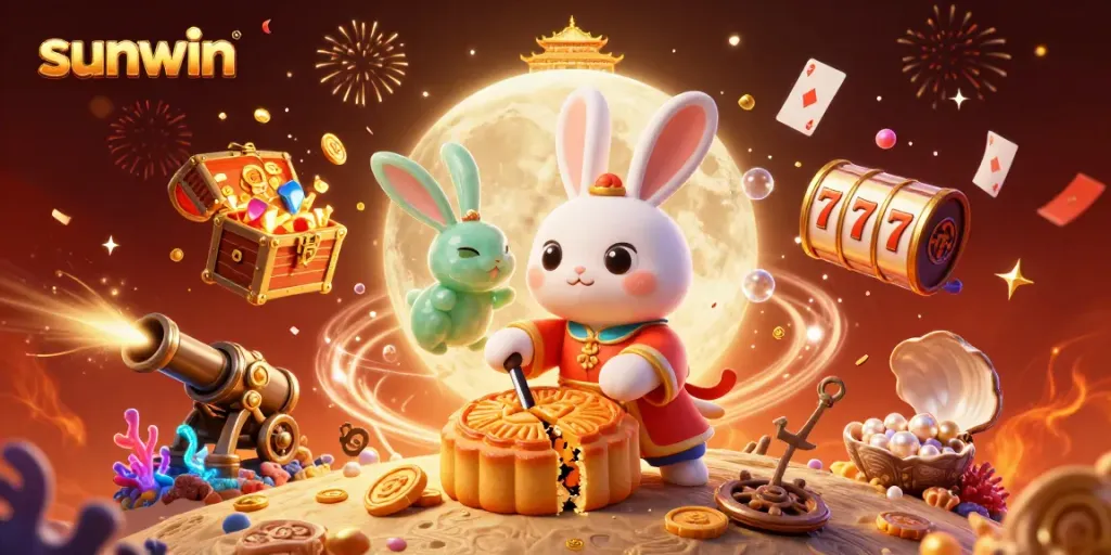 Join the lunar celebration with sunwin, where playful rabbits reveal poker chips in a vibrant 3D casino adventure.