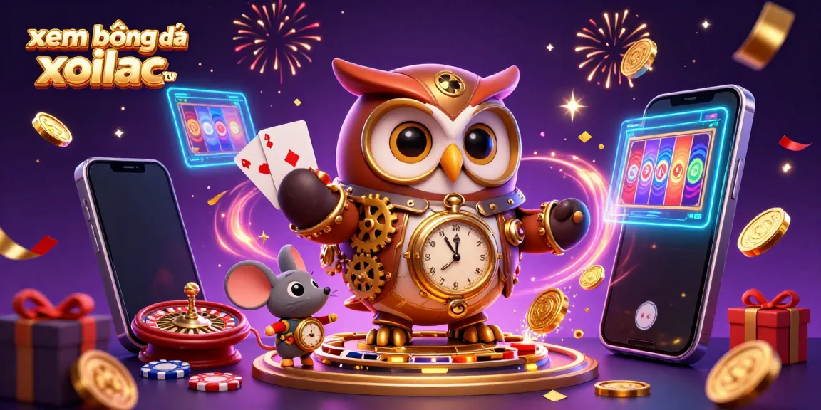 Experience xem bóng đá xoilac tv with vibrant 3D casino characters and festive gaming elements.