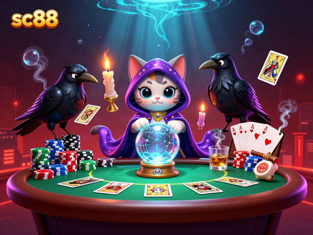 Engage with the sc88 casino scene featuring mystic characters and vibrant poker elements.