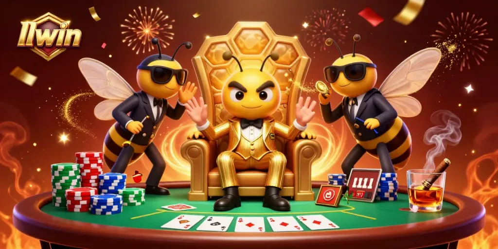 Join the action at llwin with an exciting poker showdown featuring a bumblebee mob boss and his entourage.