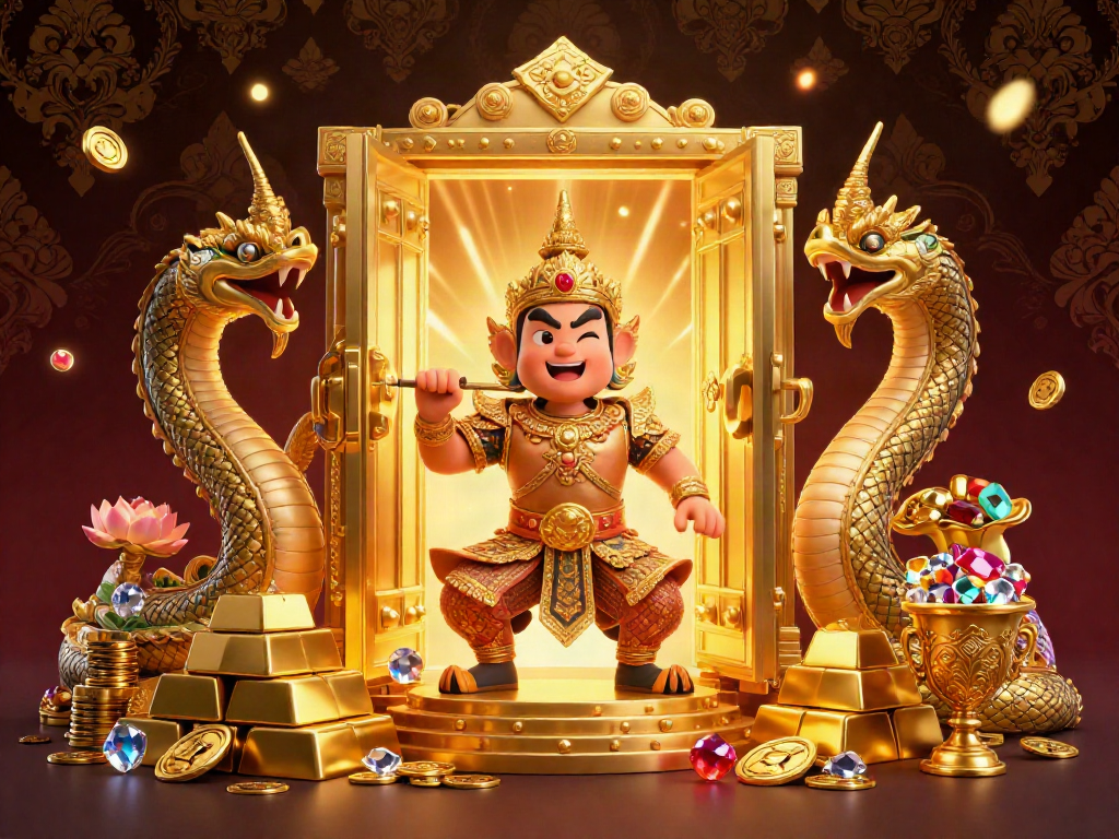 Experience the enchanting jambitoto scene filled with treasures and mythological guardians.