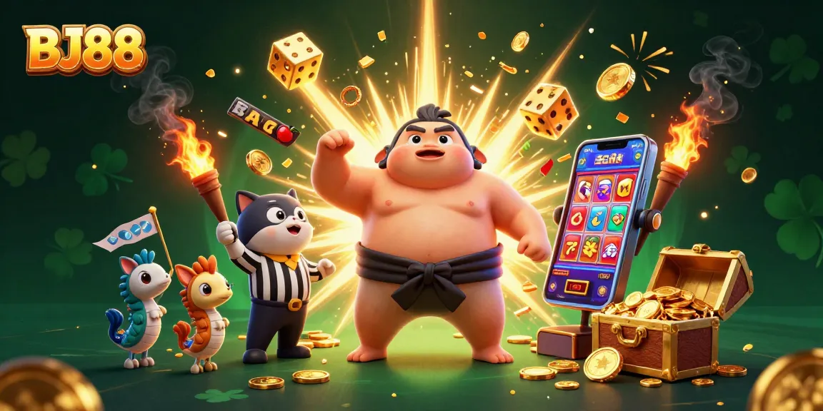 Experience the excitement of BJ88 with slot machines bursting with treasures in a vibrant underwater casino scene.