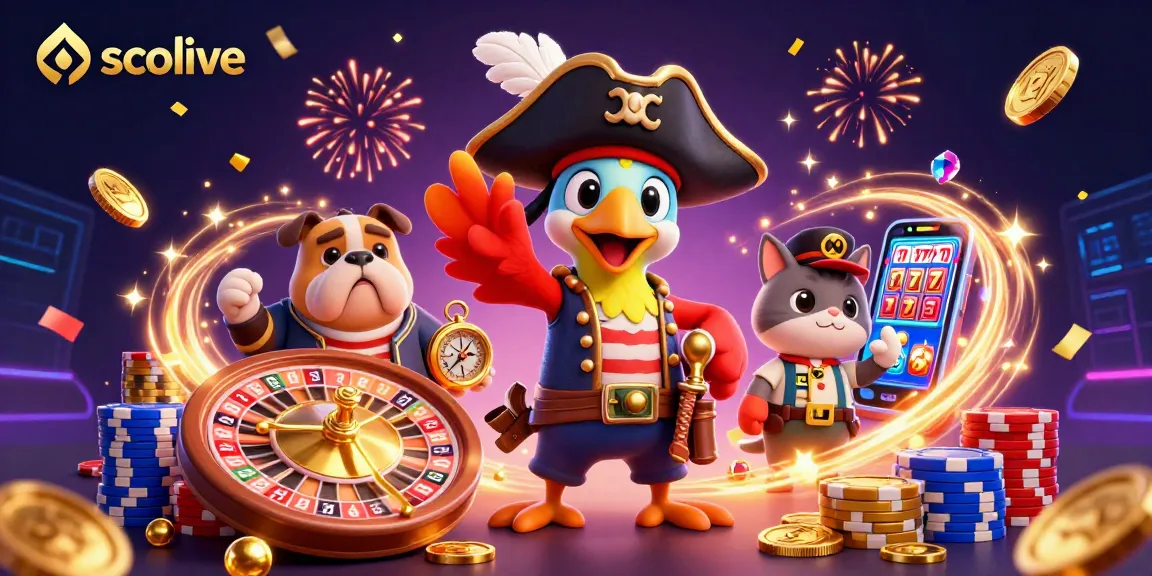 Socolive's vibrant gaming scene features dynamic characters and sparkling casino elements.