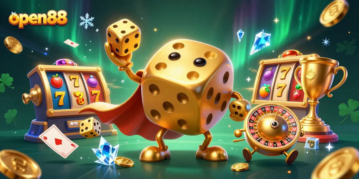 Spin and win with open88's vibrant slot-inspired illustration showcasing dynamic gaming elements.