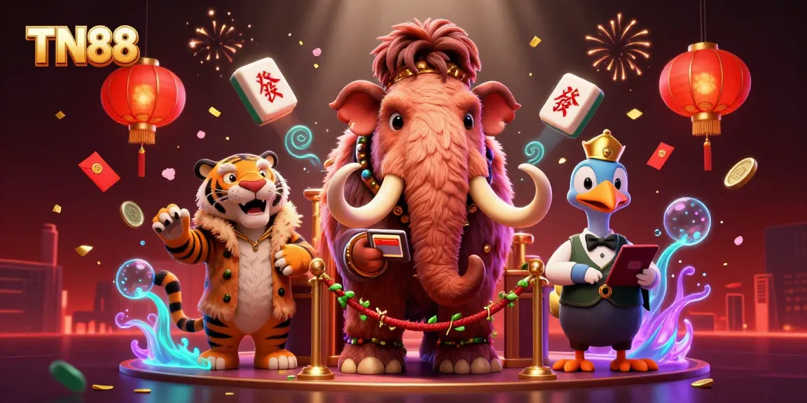 Experience the vibrant TN88 casino scene with a woolly mammoth bouncer and saber-tooth VIP.