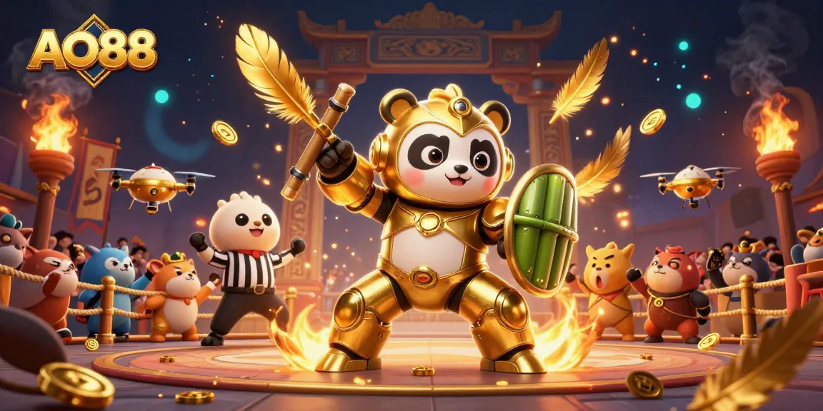 Experience the thrill of AO88's gaming arena with dynamic robot battles and immersive casino elements.
