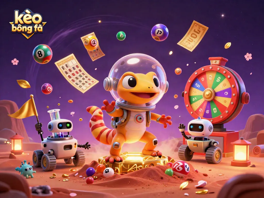 Experience kèo bóng đá as a Martian gecko uncovers a golden casino amidst cosmic excitement.