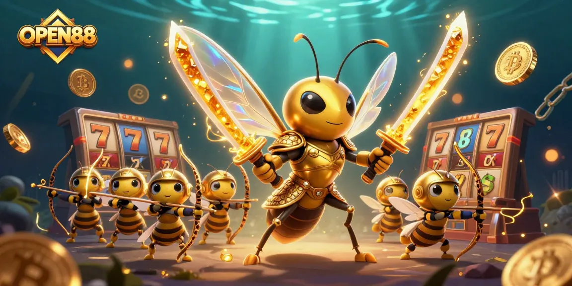 Play exciting slots at OPEN88 with golden hornet samurai and bee archers in action.
