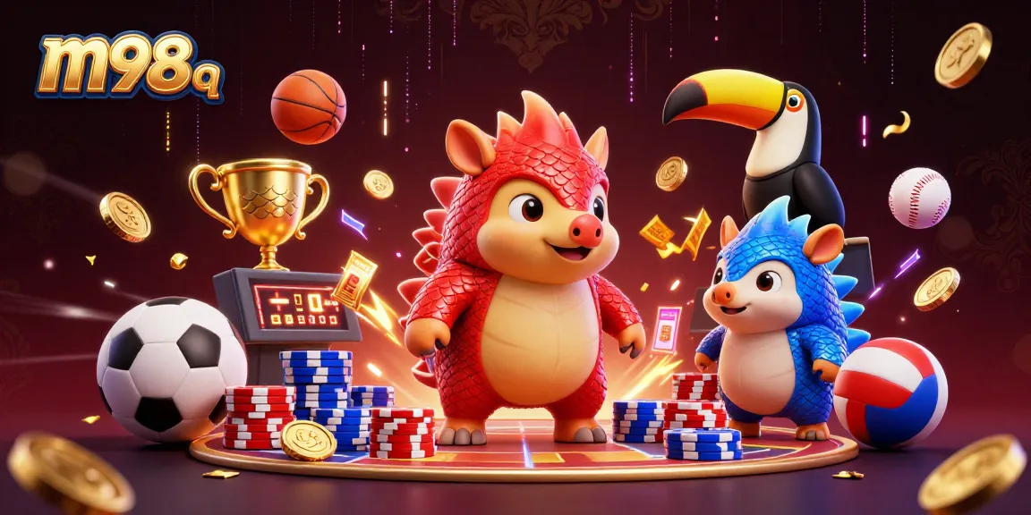 Engage in thrilling gameplay with m98 q as rival pangolins compete in a vibrant casino setting.