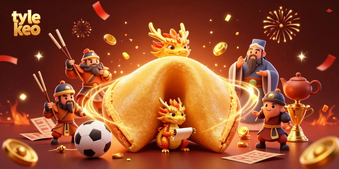 Wager wisely with ty le keo as a dragon reads fortunes amidst golden sports betting elements.
