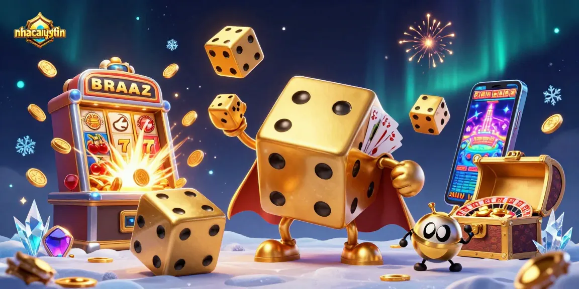 Engage in the thrilling world of gambling with nhacaiuytin's vibrant casino illustration showcasing energetic characters and game elements.