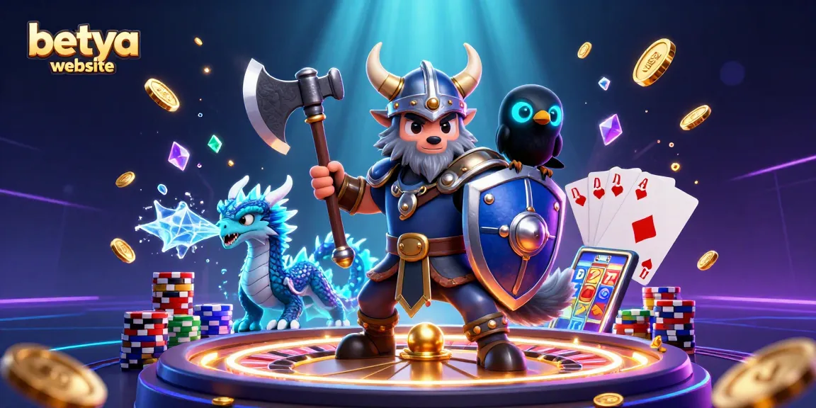 Spin and win with the Betya website, featuring vibrant casino characters and exciting game elements.