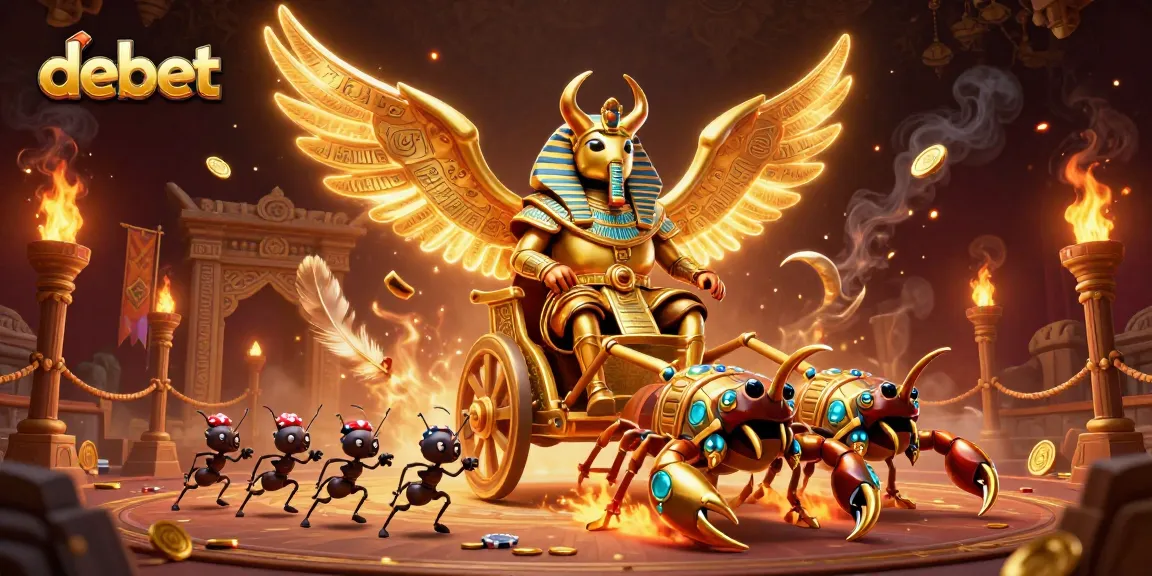 Experience thrilling moments at debet, where golden elements and scorpion chariots bring excitement to the betting arena.
