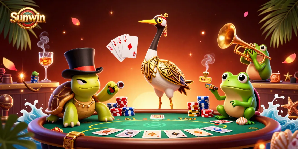 Experience thrilling gameplay with Sunwin at a vibrant speakeasy casino scene featuring charming characters.