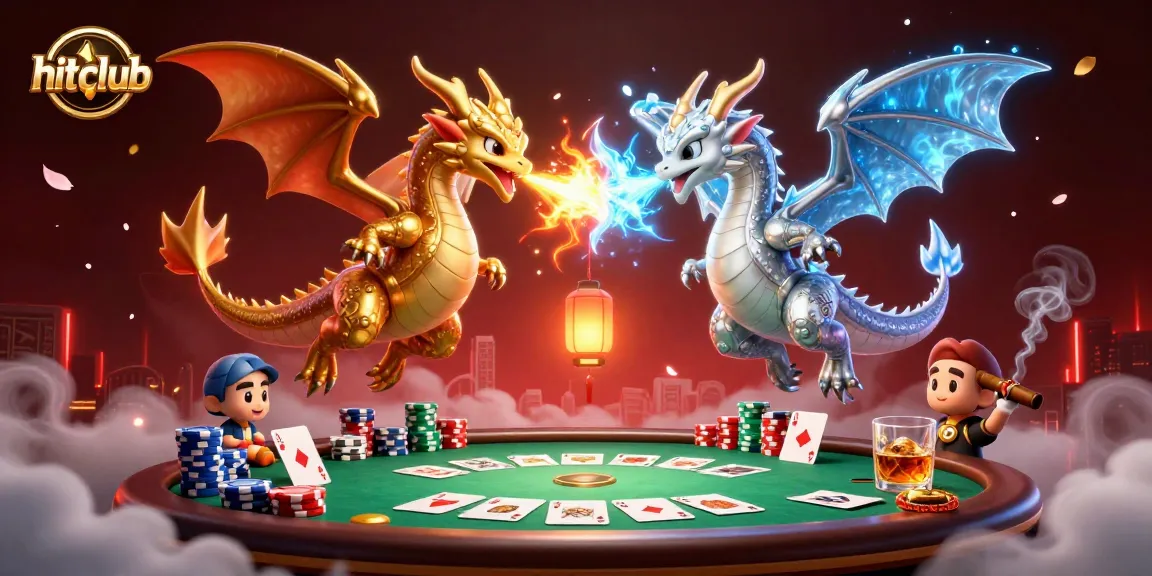 Engage with hitclub's vibrant gaming scene featuring twin dragons and poker elements