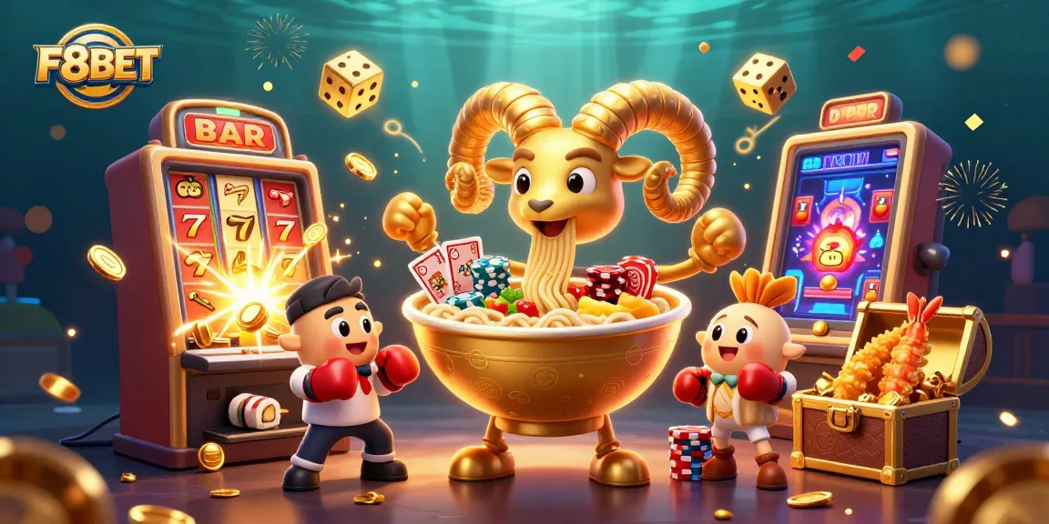 Experience the excitement of F8BET with this vibrant casino-themed scene featuring playful characters and jackpots.