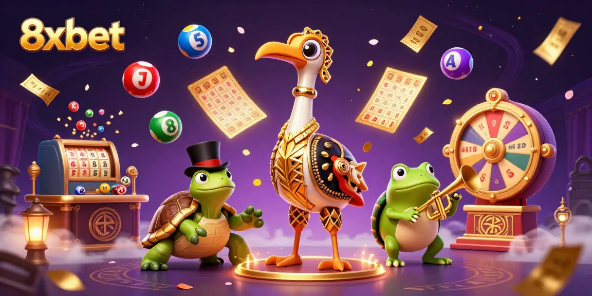 Experience thrilling casino action with 8xbet as vibrant lottery balls and exciting prizes fill the scene.