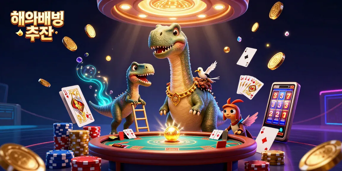 Experience the thrill of 해외배팅사이트 추천 with a dynamic casino scene featuring unique characters and game elements.