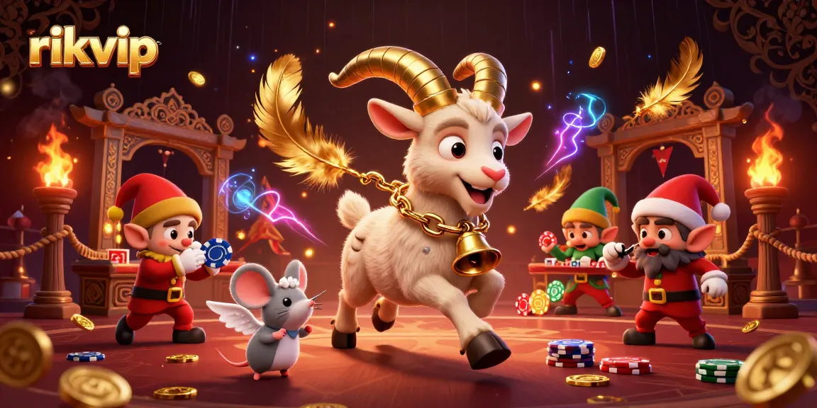 Experience the thrill of rikvip with festive casino characters in action, creating a vibrant gaming atmosphere.