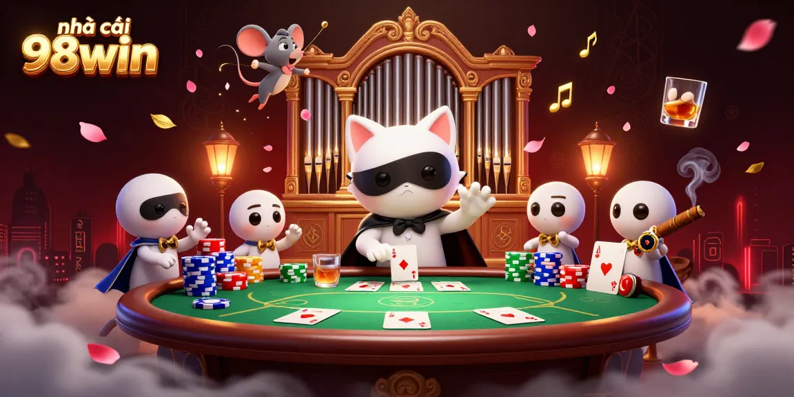 Experience the excitement of nhà cái 98win with vibrant casino action, featuring a unique phantom cat and dynamic game elements.