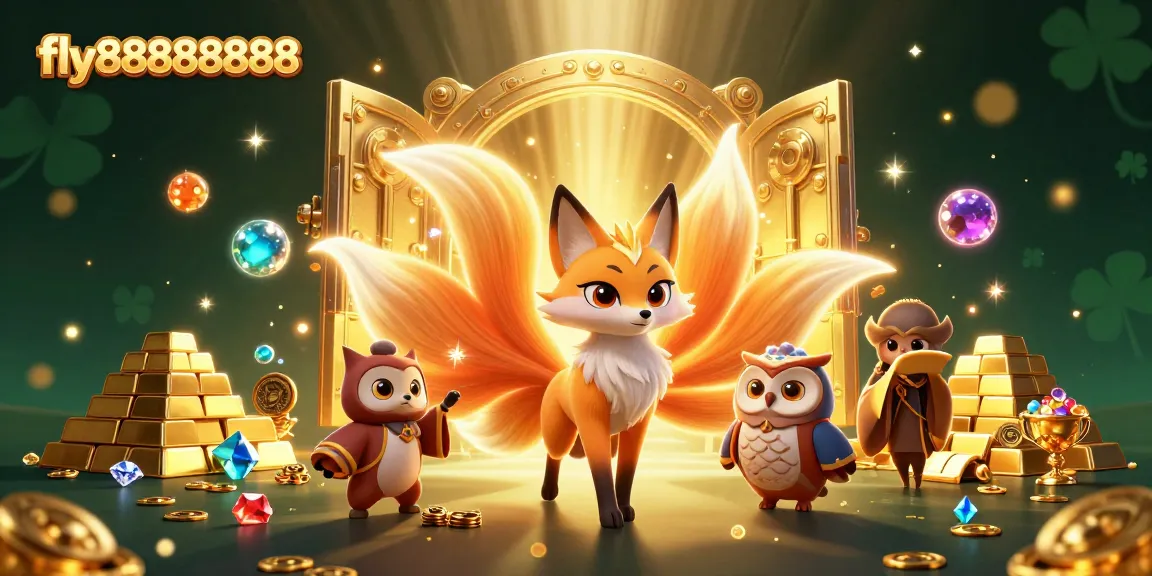 Experience the magic of fly88888888 with vibrant spirits and treasure bursting in a dazzling casino scene.