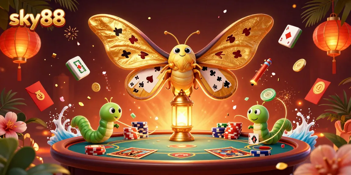Experience excitement with sky88 as playful poker elements and vibrant colors light up the scene.