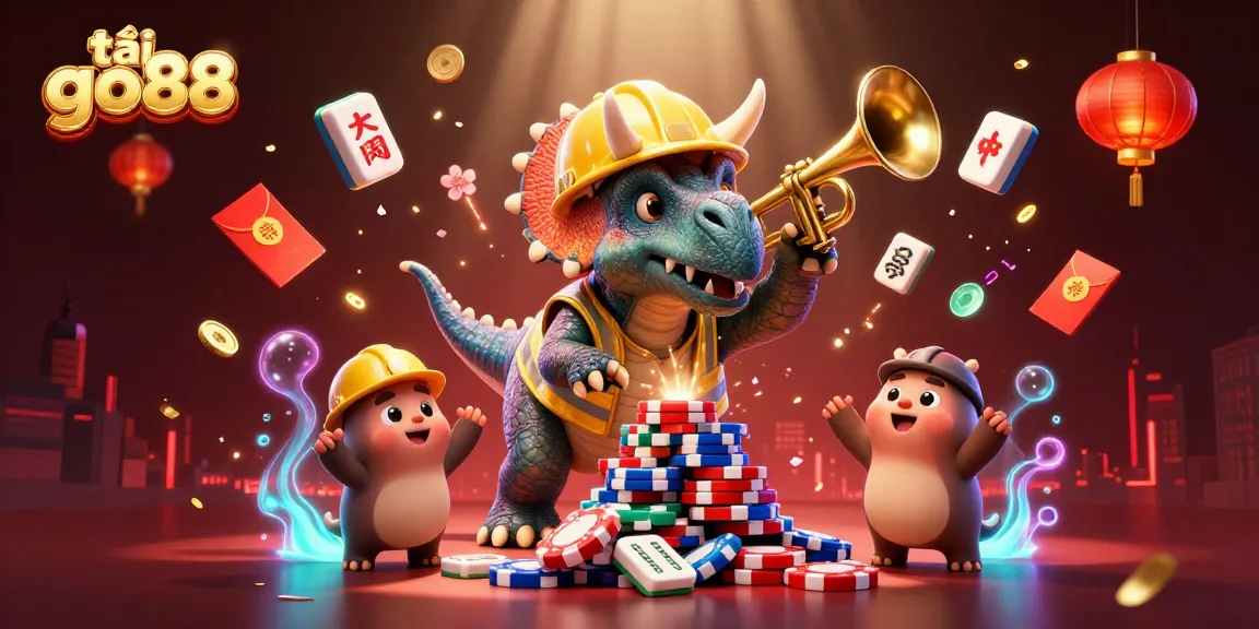 Join the adventure to tải go88, celebrating excitement with vibrant casino-themed characters and elements.
