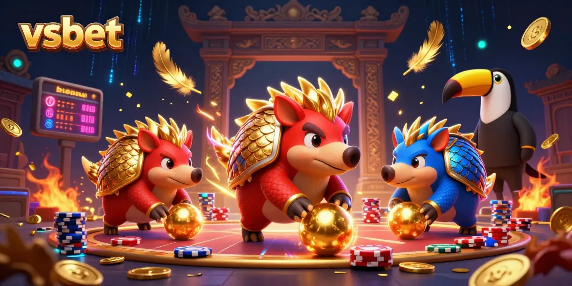 Experience powerful gaming with vsbet, as rival pangolins engage in a thrilling casino showdown.