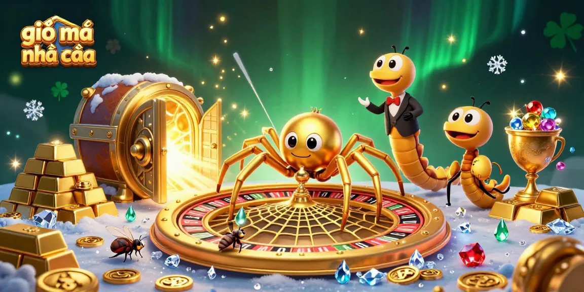 Experience thrilling bets with a golden spider spinning a roulette wheel in giải mã nhà cái illustration.